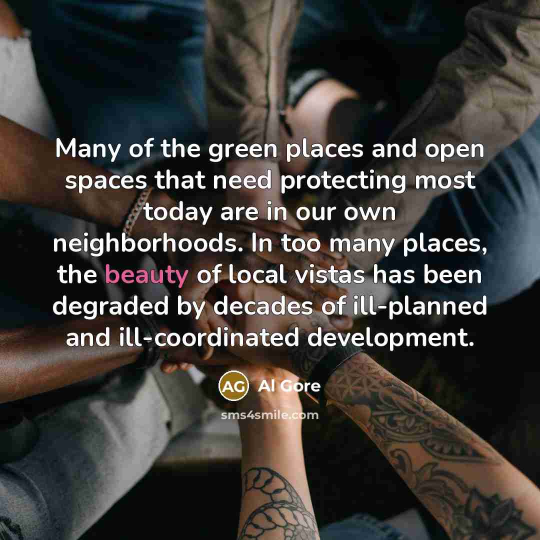 “Many of the green places and open spaces that need…” quote by Al Gore