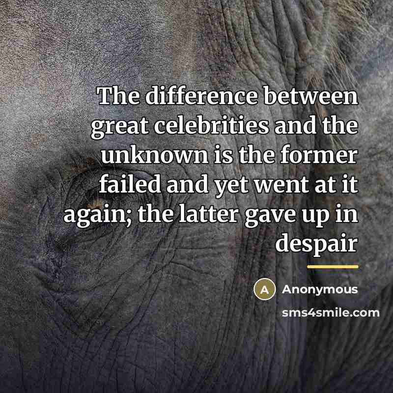 “The difference between great celebrities and the unknown is the…” quote by Anonymous