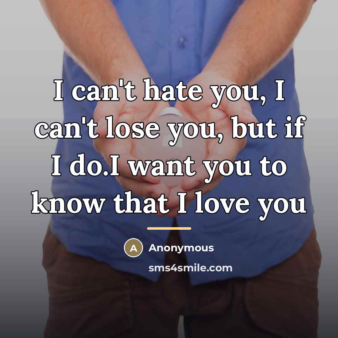 “I can't hate you, I can't lose you, but if…” quote by Anonymous