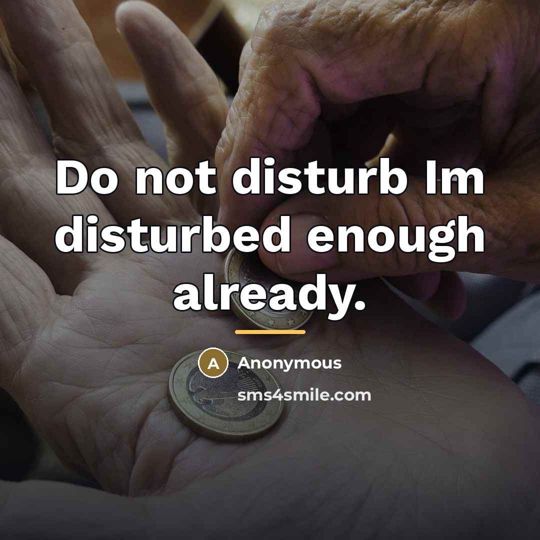 “Do not disturb Im disturbed enough already.…” quote by Anonymous