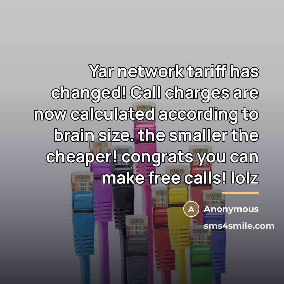 “Yar network tariff has changed! Call charges are now calculated…” quote by Anonymous