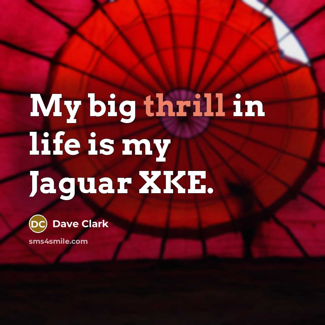 “My big thrill in life is my Jaguar XKE.…” quote by Dave Clark