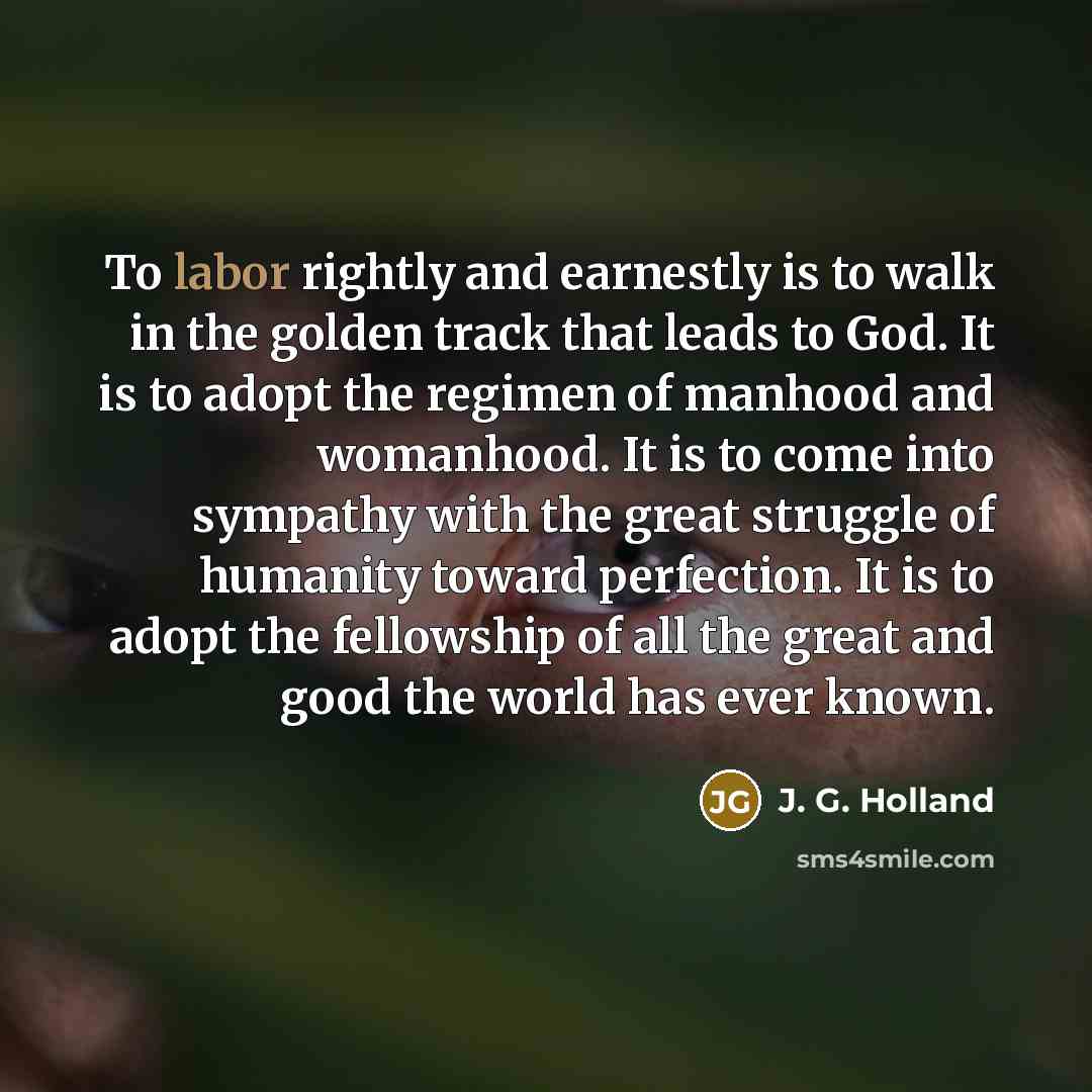 “To labor rightly and earnestly is to walk in the…” quote by J. G. Holland