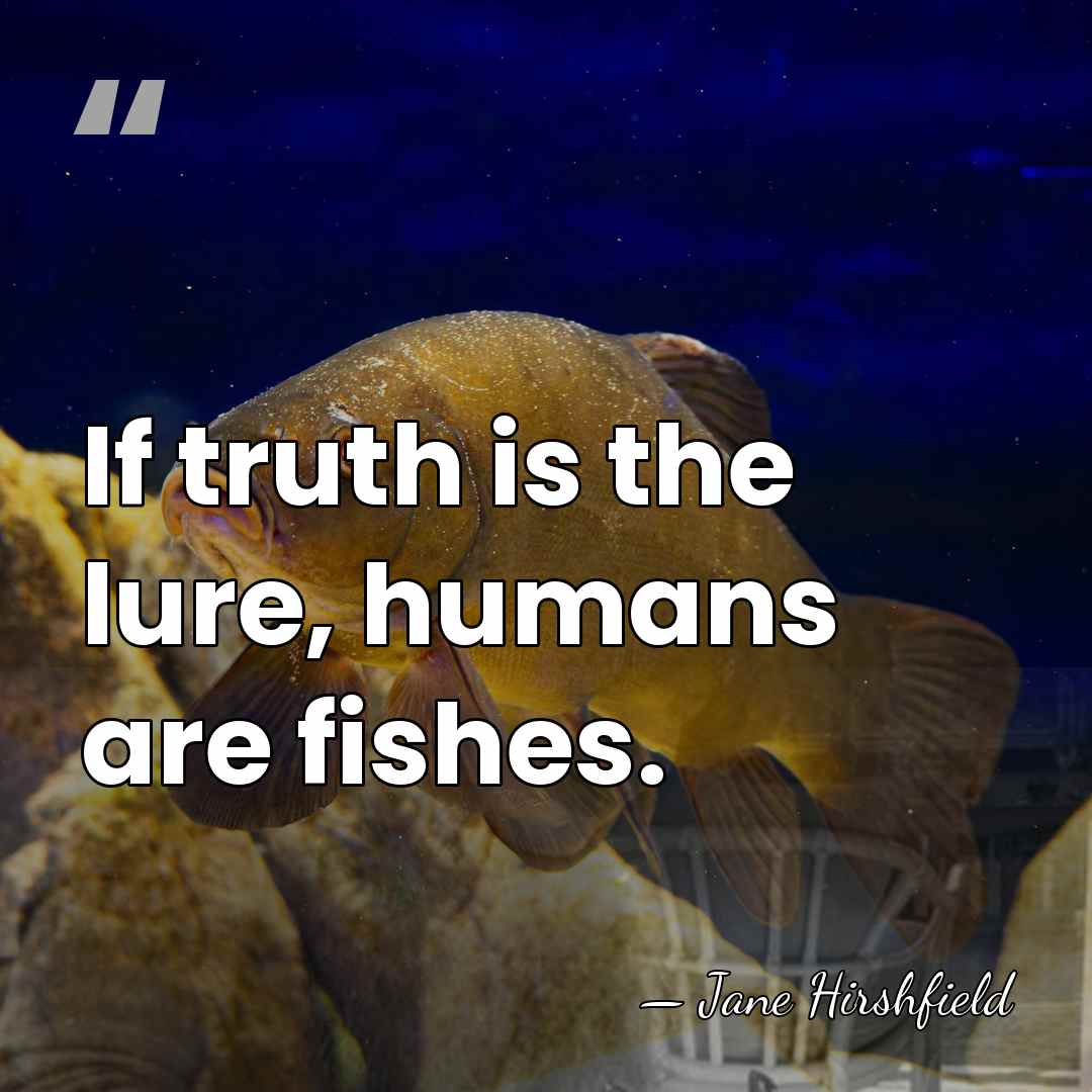 If truth is the lure, humans are fishes. - Jane Hirshfield