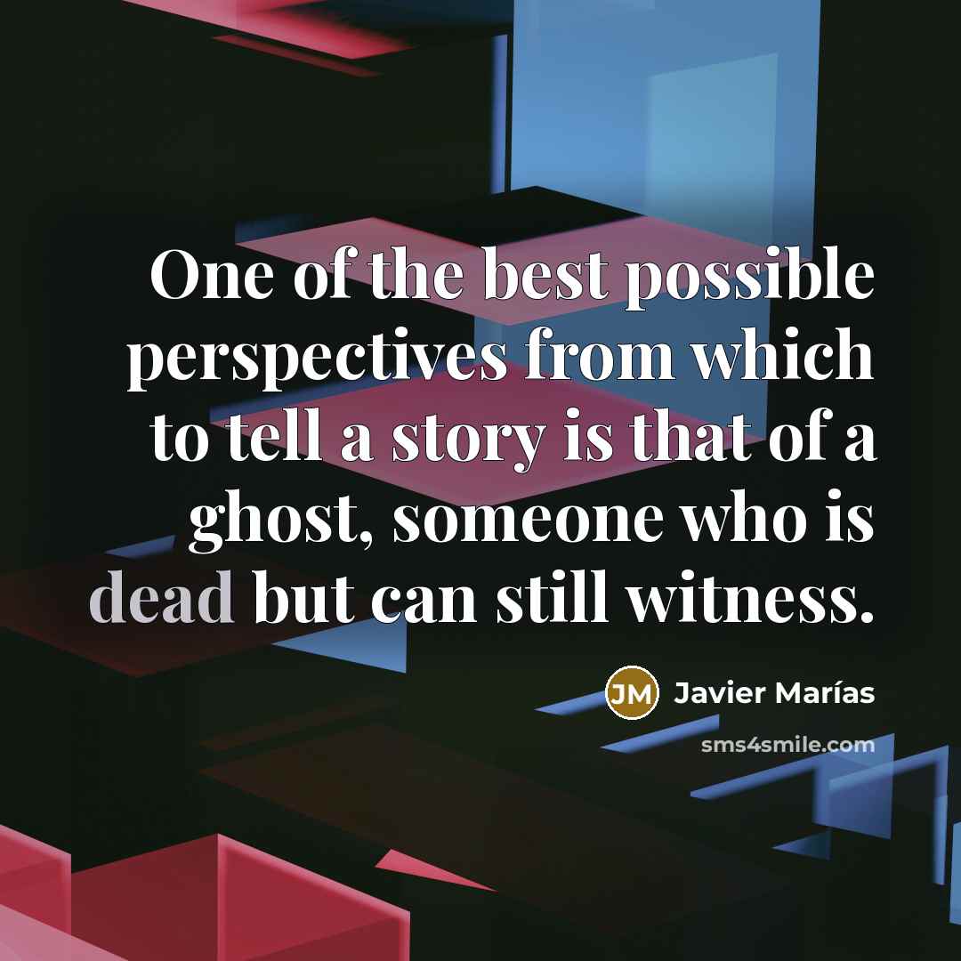 “One of the best possible perspectives from which to tell…” quote by Javier Marías