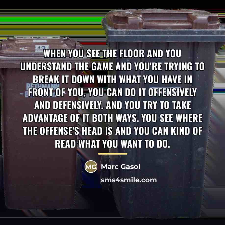 “When you see the floor and you understand the game…” quote by Marc Gasol