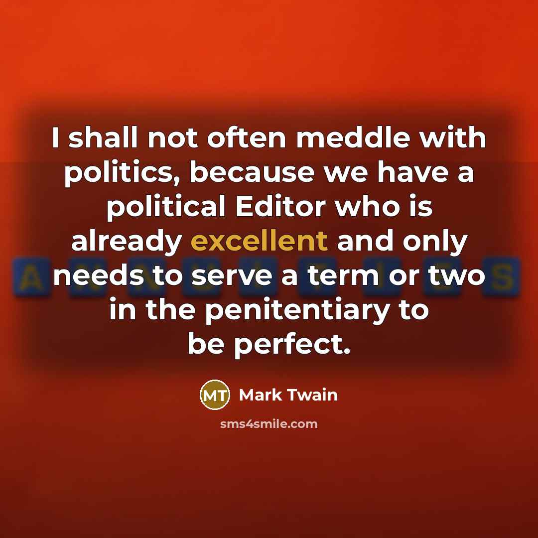 “I shall not often meddle with politics, because we have…” quote by Mark Twain