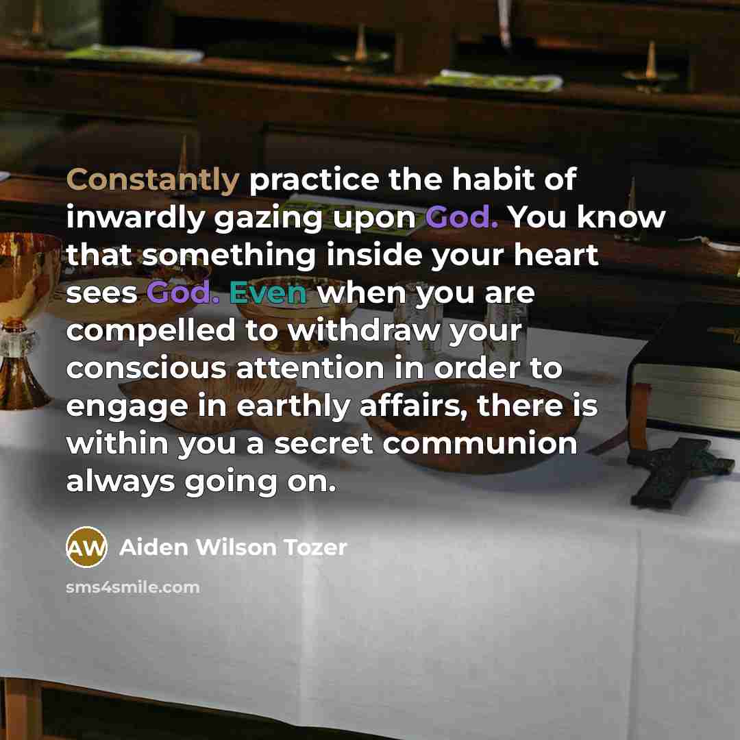 “Constantly practice the habit of inwardly gazing upon God. You…” quote by Aiden Wilson Tozer