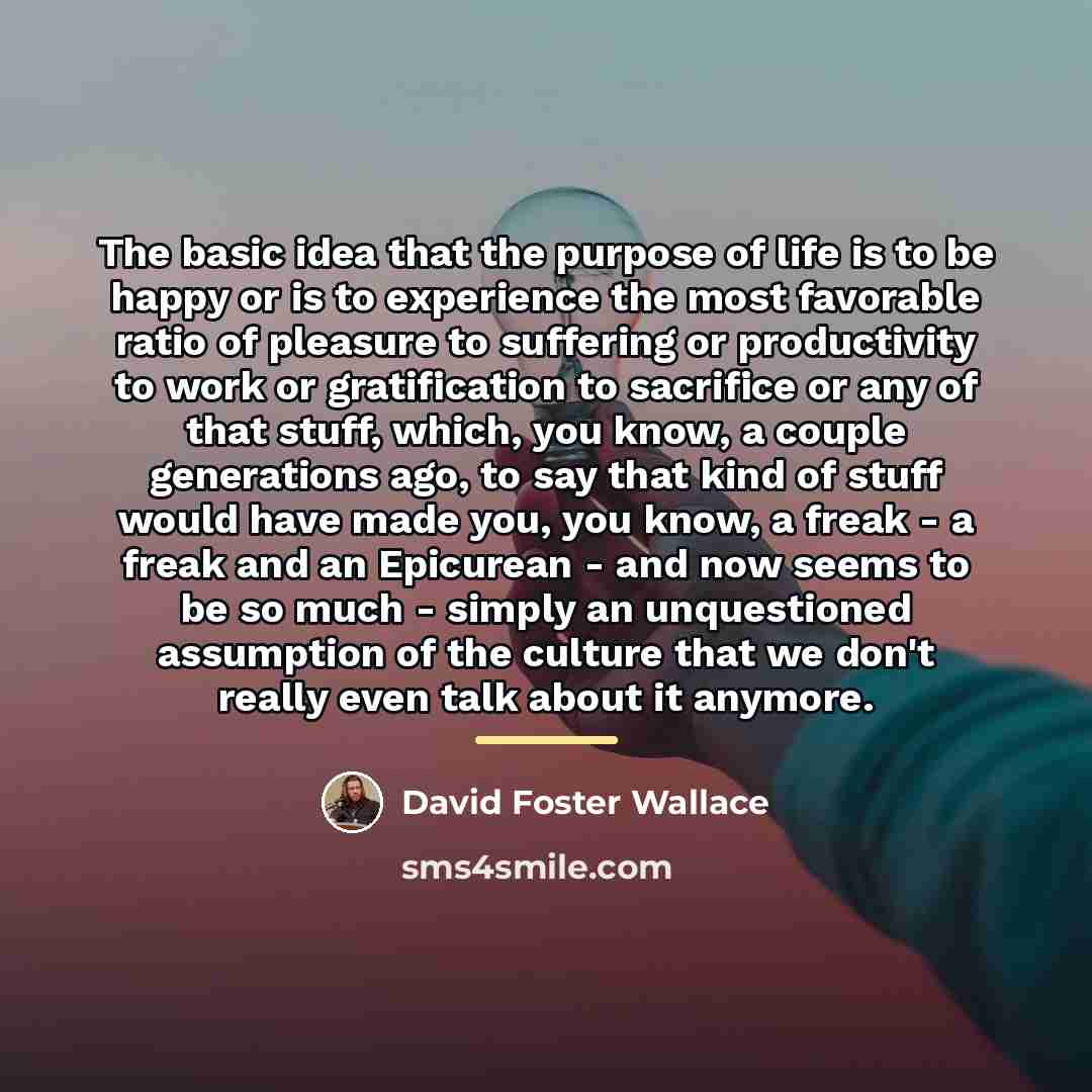 “The basic idea that the purpose of life is to…” quote by David Foster Wallace