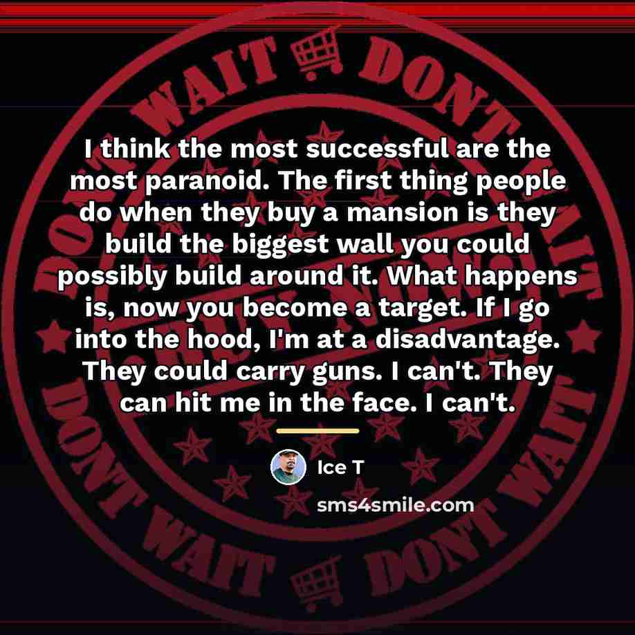 “I think the most successful are the most paranoid. The…” quote by Ice T