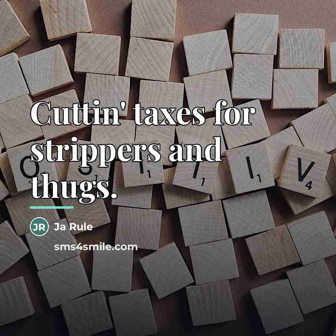 “Cuttin' taxes for strippers and thugs.…” quote by Ja Rule