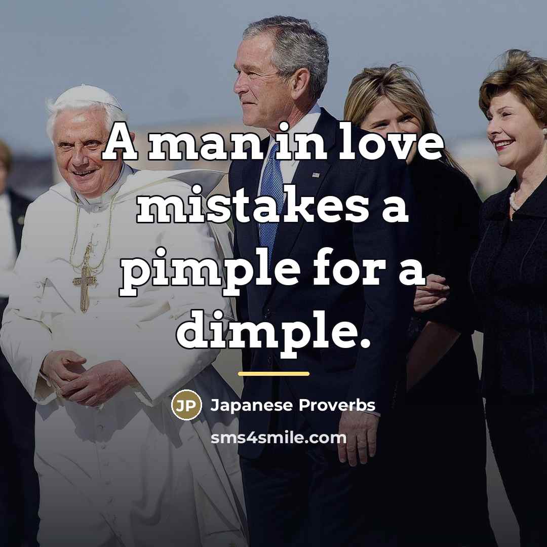 “A man in love mistakes a pimple for a dimple.…” quote by Japanese Proverbs