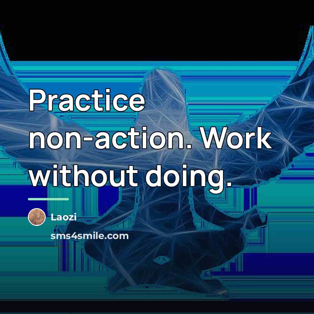 “Practice non-action. Work without doing.…” quote by Laozi