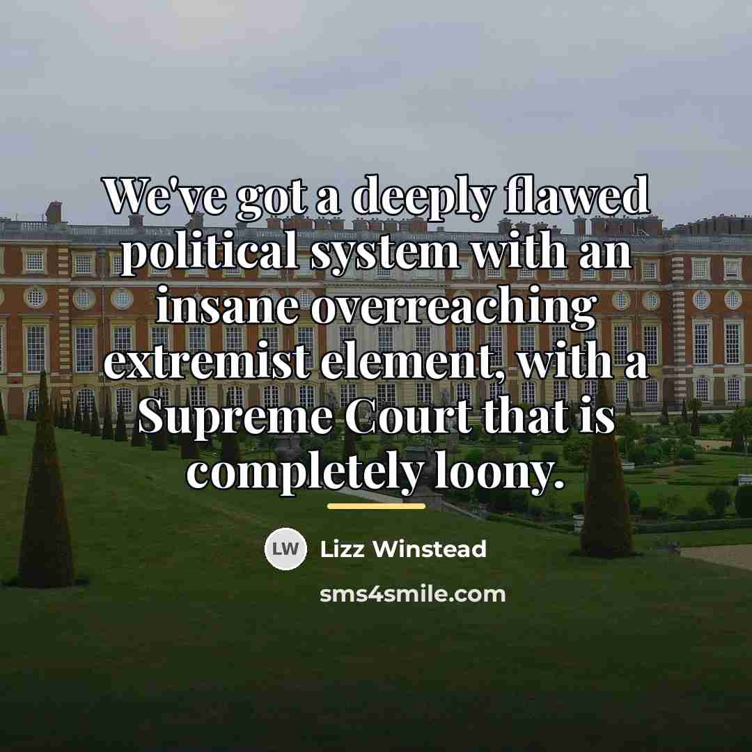 “We've got a deeply flawed political system with an insane…” quote by Lizz Winstead