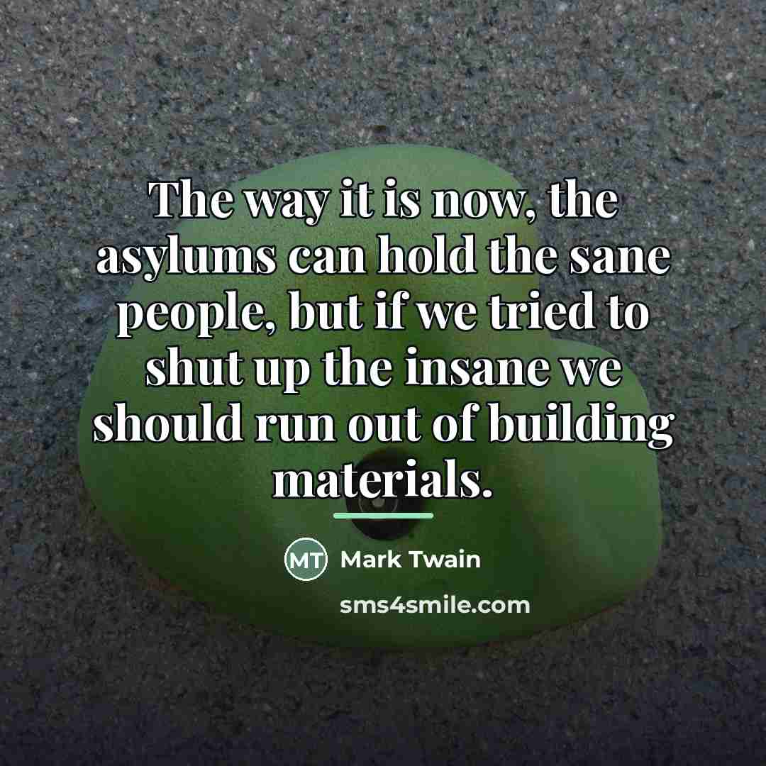 “The way it is now, the asylums can hold the…” quote by Mark Twain