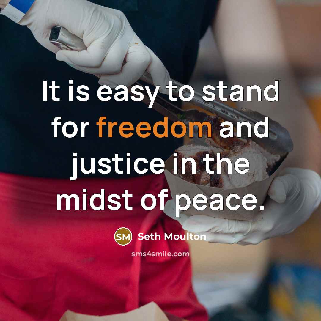 “It is easy to stand for freedom and justice in…” quote by Seth Moulton