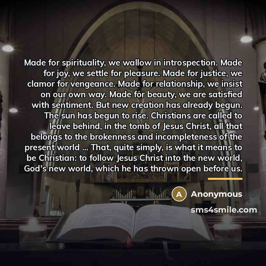 “Made for spirituality, we wallow in introspection. Made for joy,…” quote by Anonymous