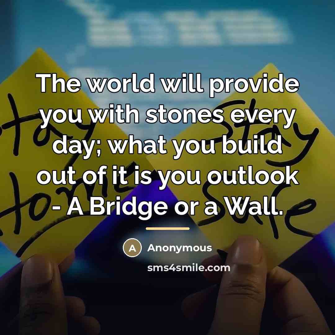 “The world will provide you with stones every day; what…” quote by Anonymous