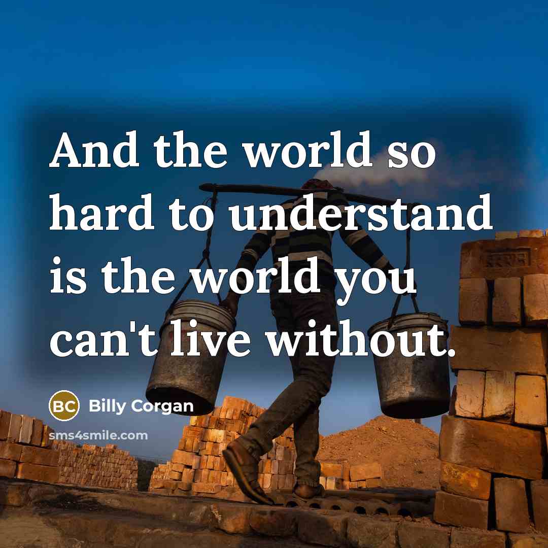 “And the world so hard to understand is the world…” quote by Billy Corgan