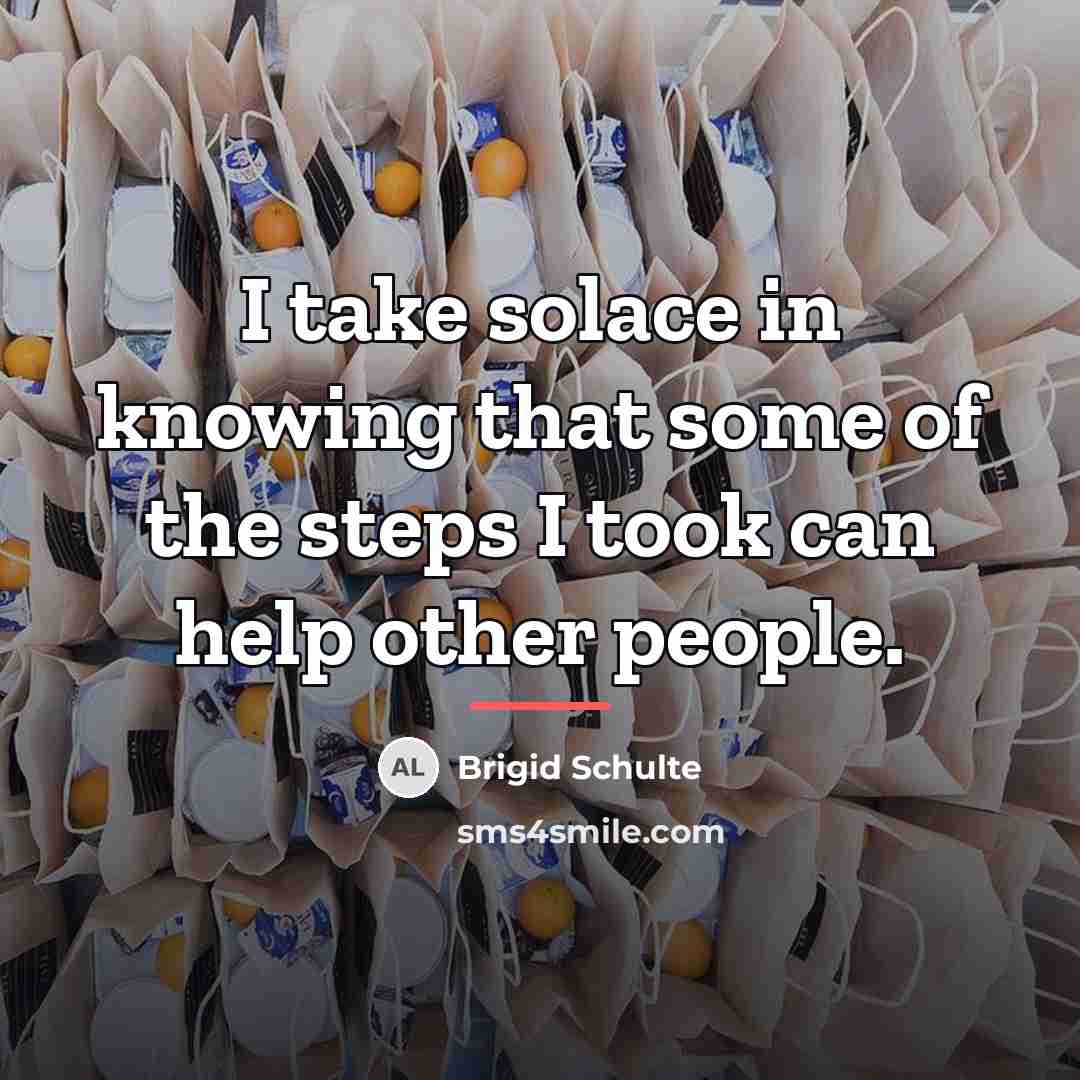 “I take solace in knowing that some of the steps…” quote by Brigid Schulte