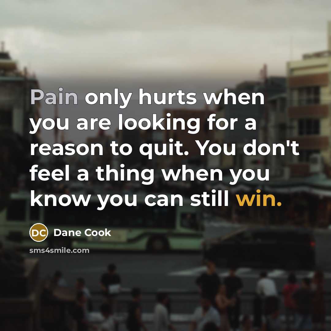“Pain only hurts when you are looking for a reason…” quote by Dane Cook
