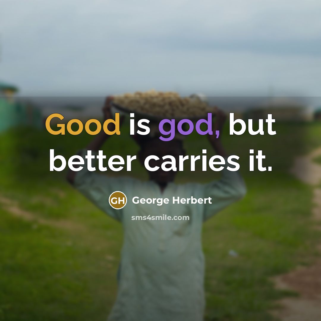 “Good is god, but better carries it.…” quote by George Herbert