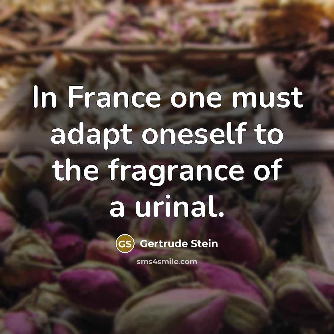 “In France one must adapt oneself to the fragrance of…” quote by Gertrude Stein