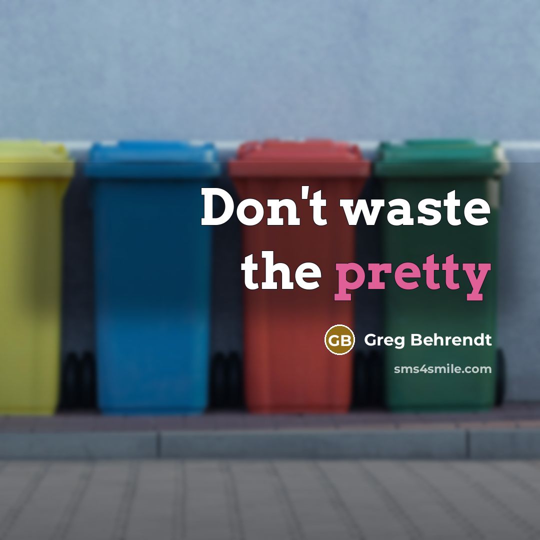 “Don't waste the pretty…” quote by Greg Behrendt