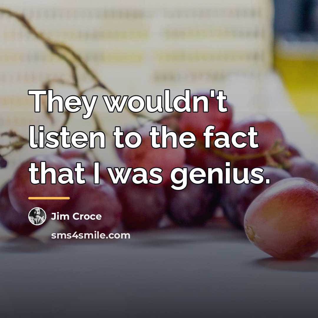 “They wouldn't listen to the fact that I was genius.…” quote by Jim Croce