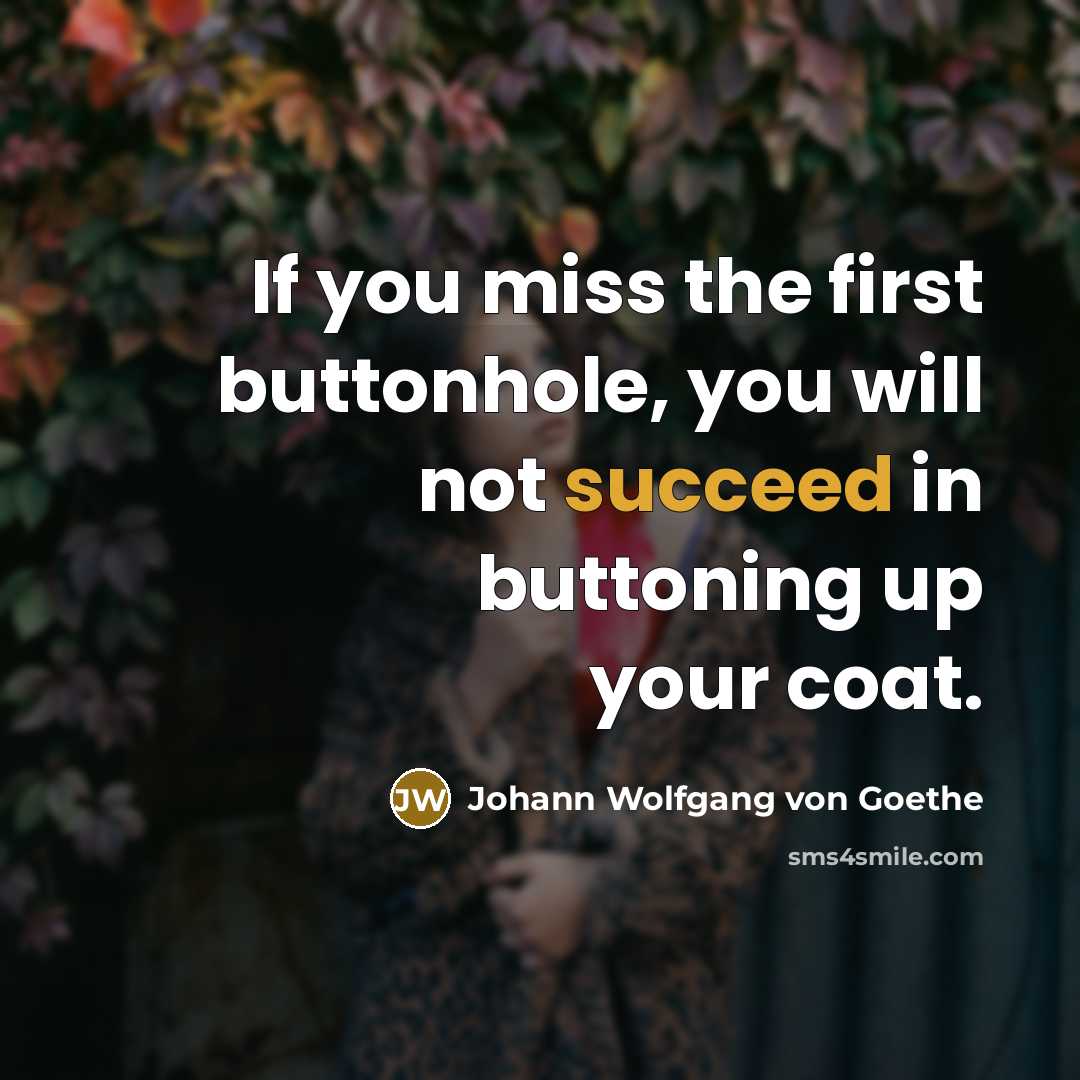 “If you miss the first buttonhole, you will not succeed…” quote by Johann Wolfgang von Goethe