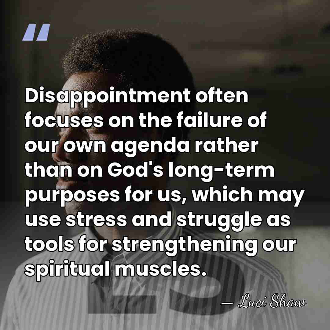 Disappointment often focuses on the failure of our own agenda rather than&hellip; - Luci Shaw