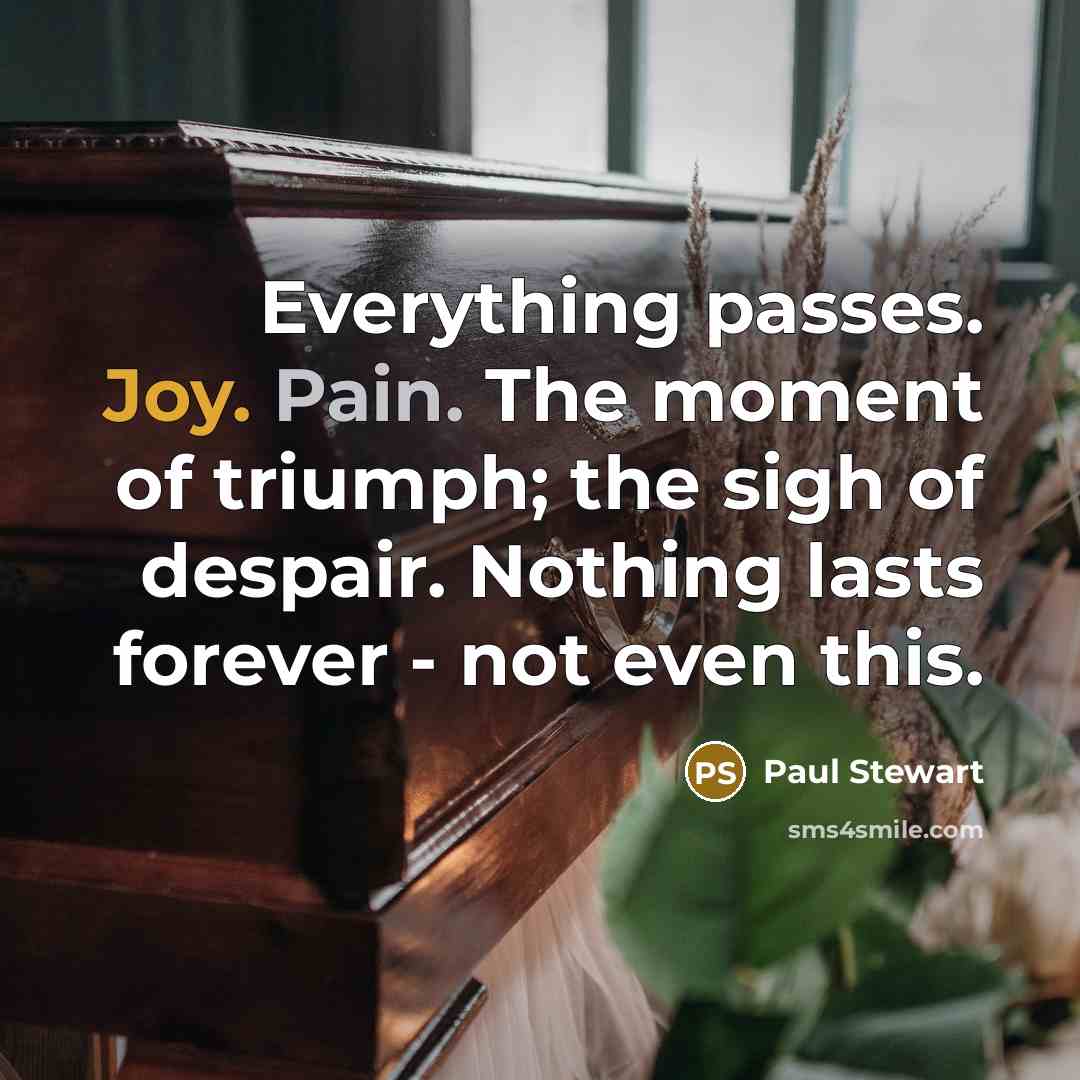 “Everything passes. Joy. Pain. The moment of triumph; the sigh…” quote by Paul Stewart