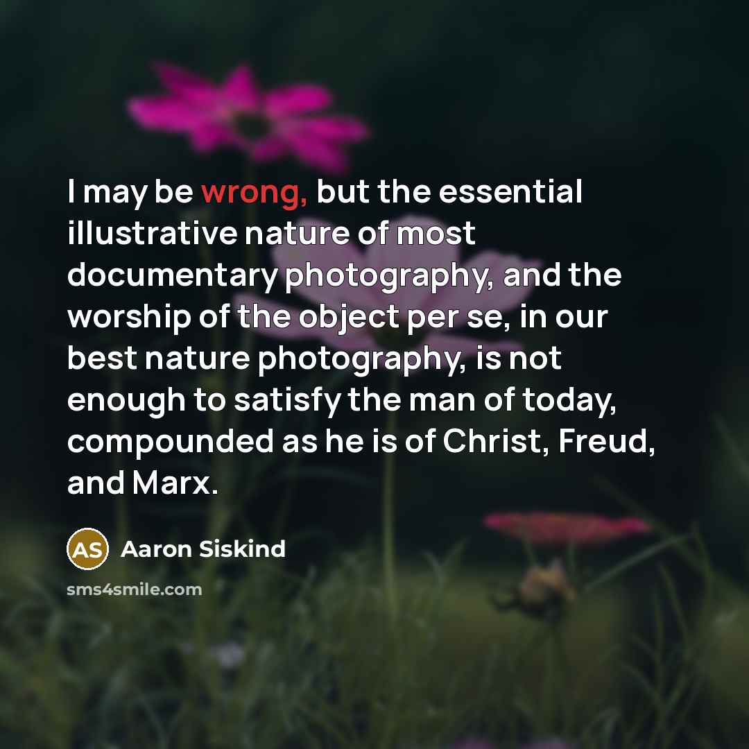 “I may be wrong, but the essential illustrative nature of…” quote by Aaron Siskind