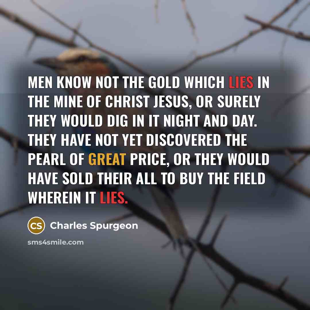 “Men know not the gold which lies in the mine…” quote by Charles Spurgeon