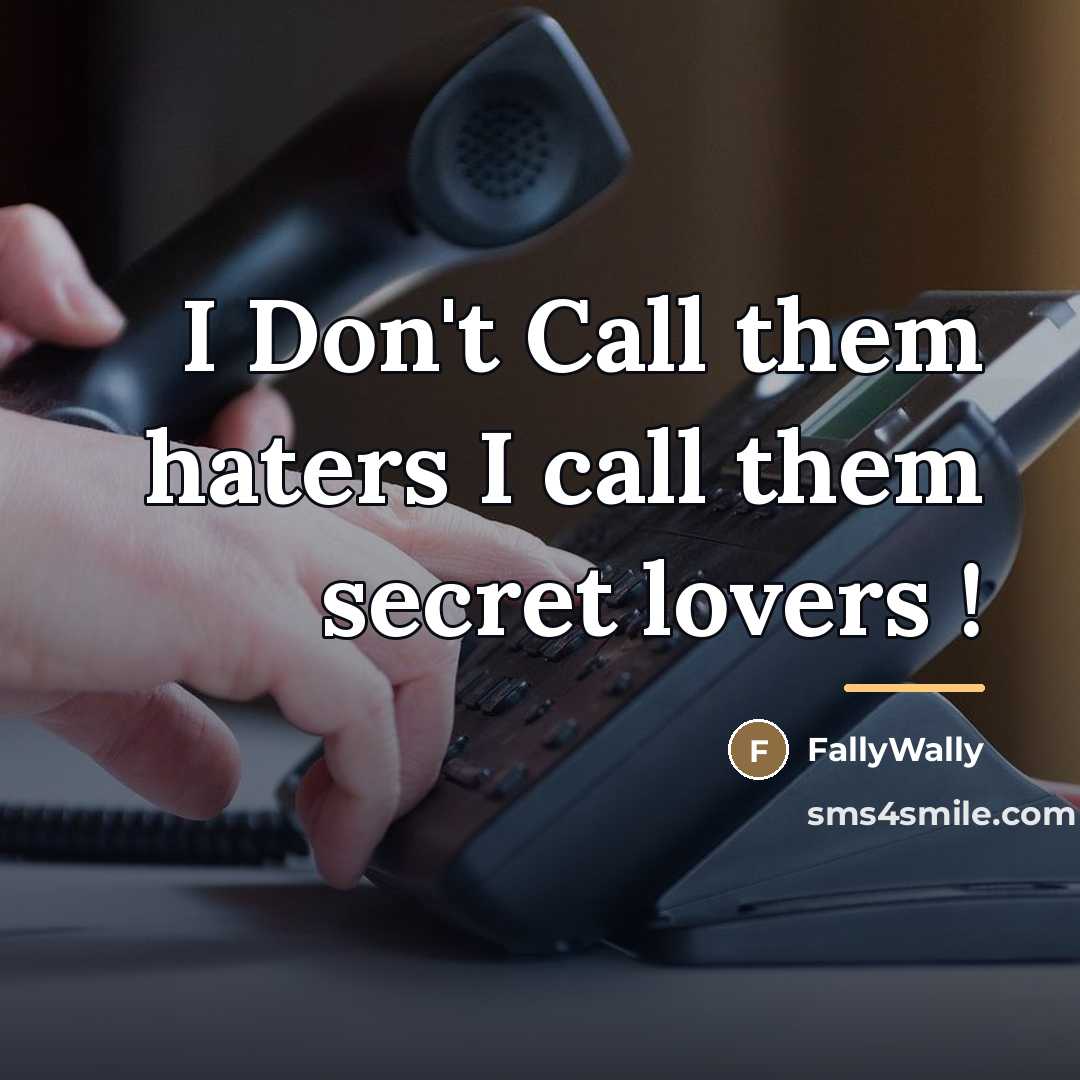 “I Don't Call them haters I call them secret lovers…” quote by FallyWally