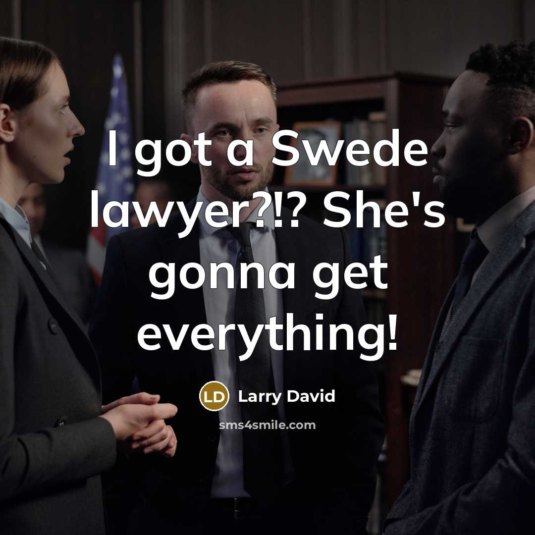“I got a Swede lawyer?!? She's gonna get everything!…” quote by Larry David