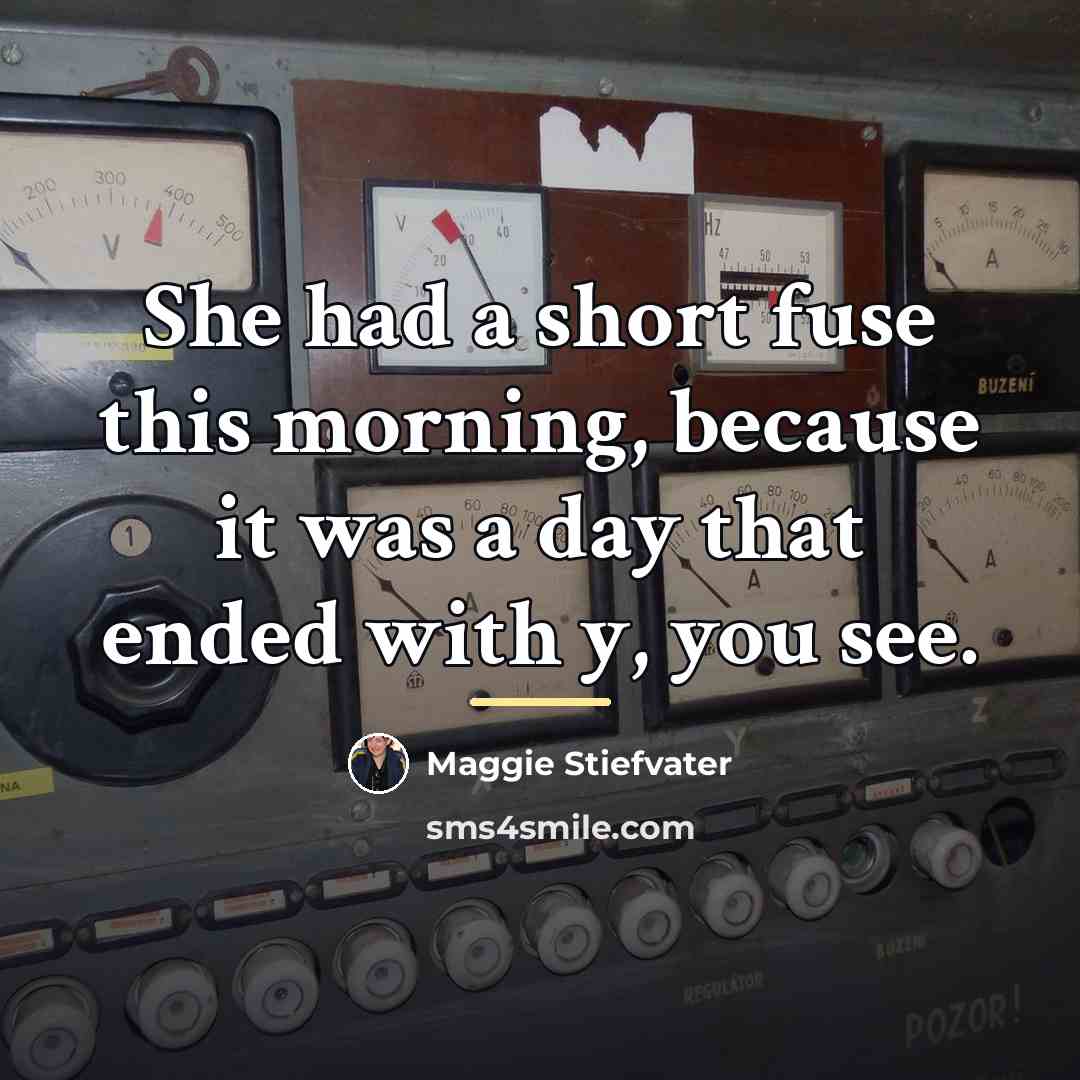 “She had a short fuse this morning, because it was…” quote by Maggie Stiefvater