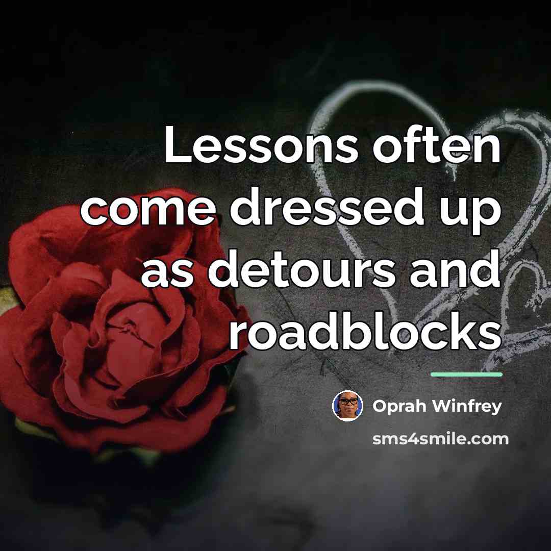 “Lessons often come dressed up as detours and roadblocks…” quote by Oprah Winfrey