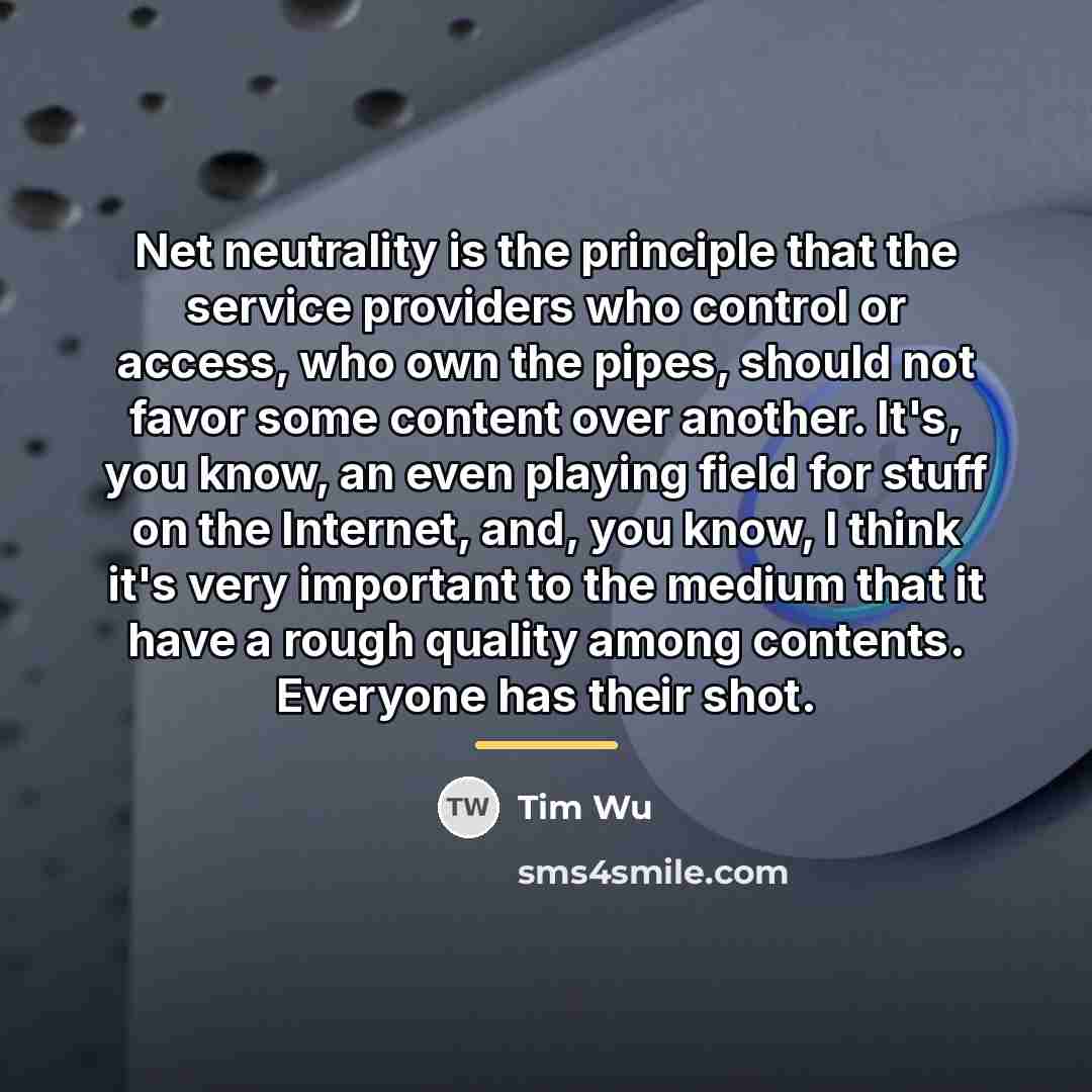 “Net neutrality is the principle that the service providers who…” quote by Tim Wu