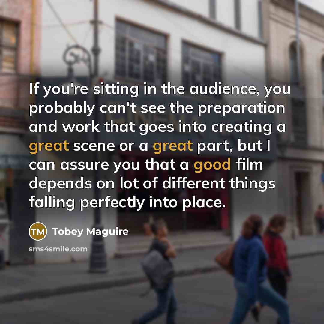 “If you're sitting in the audience, you probably can't see…” quote by Tobey Maguire