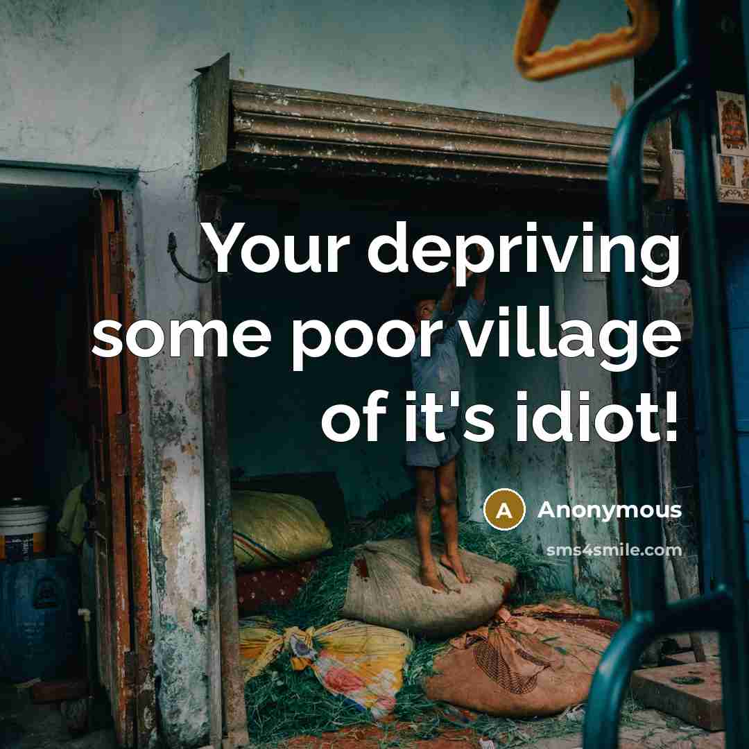 “Your depriving some poor village of it's idiot!…” quote by Anonymous