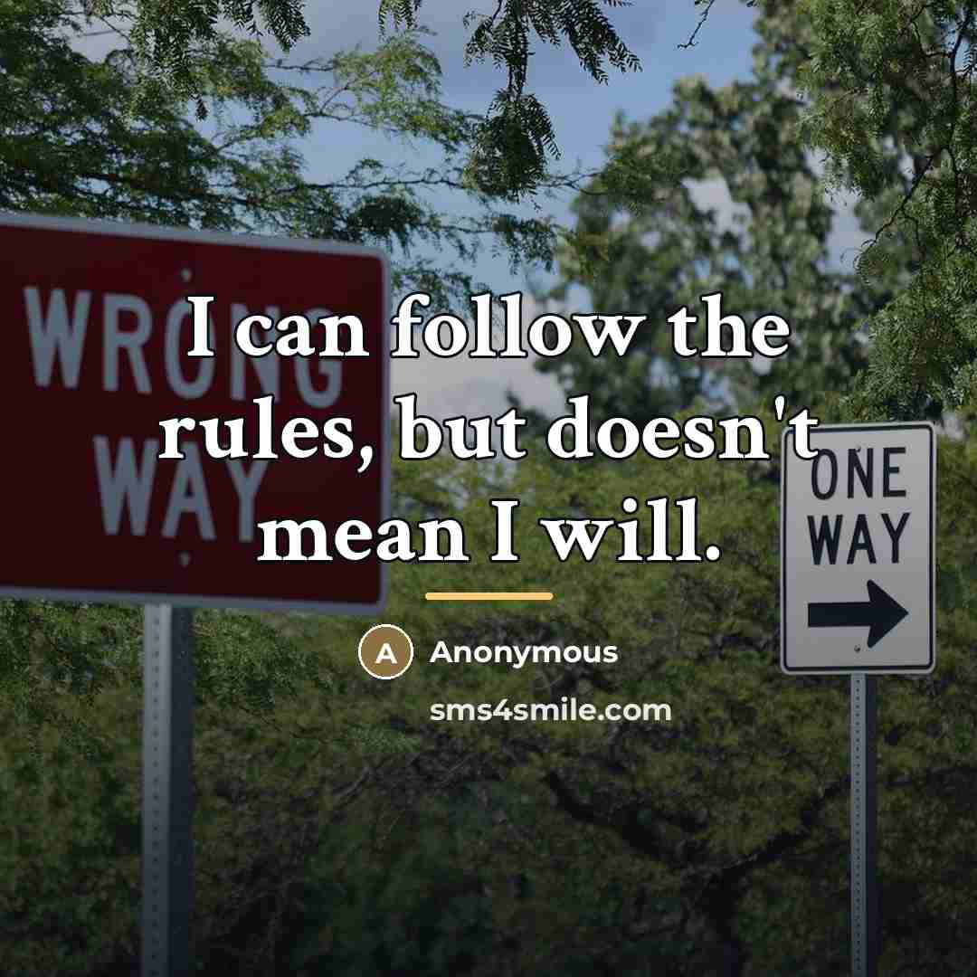 “I can follow the rules, but doesn't mean I will.…” quote by Anonymous