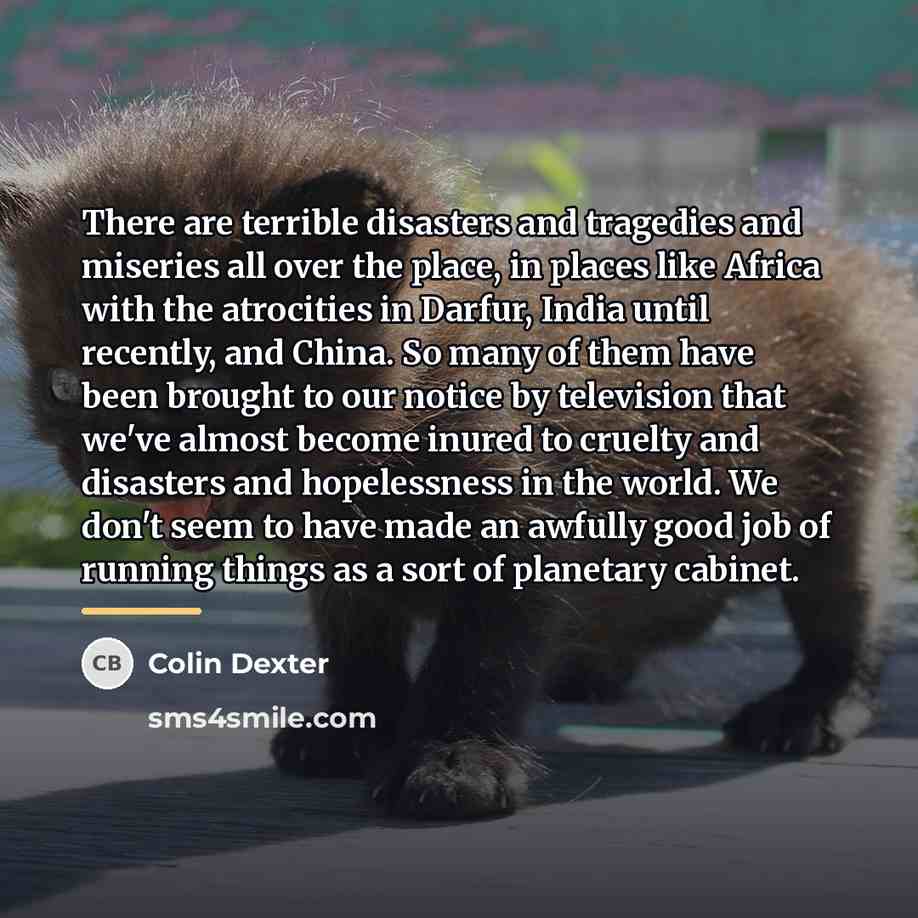“There are terrible disasters and tragedies and miseries all over…” quote by Colin Dexter