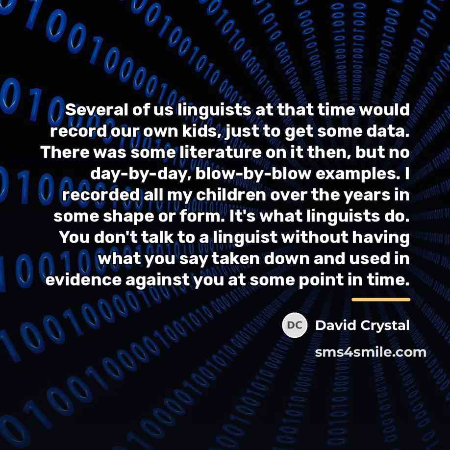 “Several of us linguists at that time would record our…” quote by David Crystal