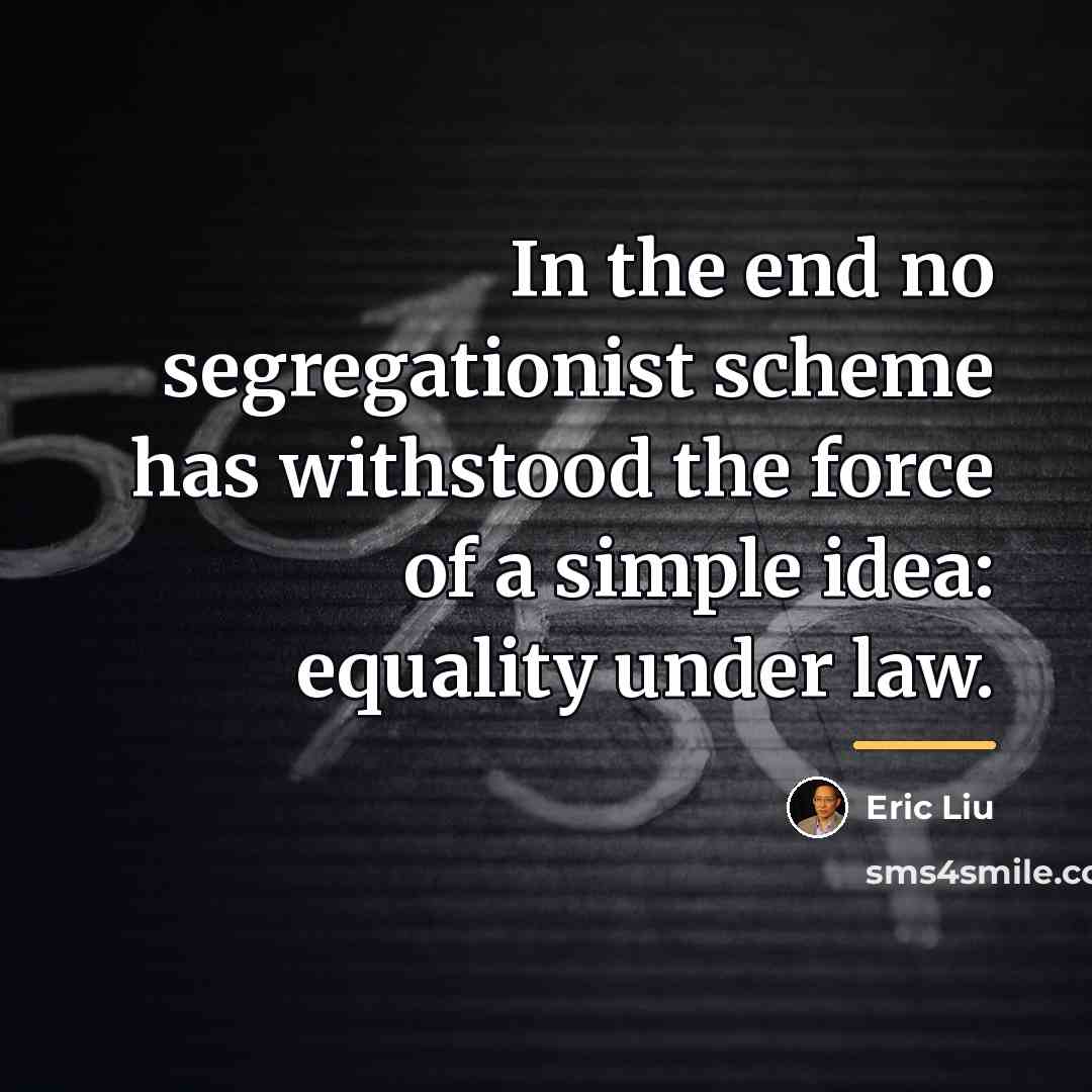 “In the end no segregationist scheme has withstood the force…” quote by Eric Liu