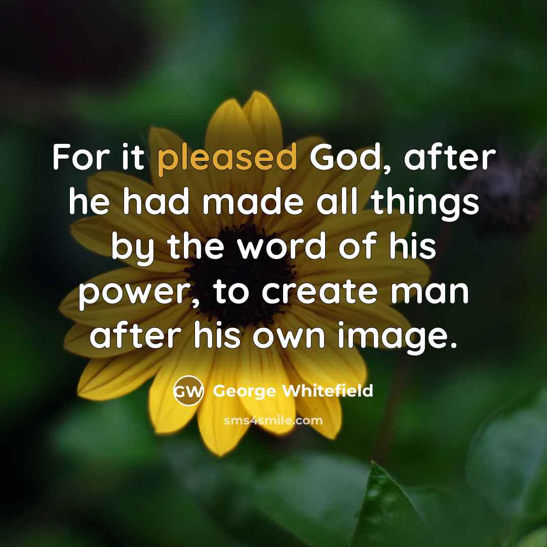 “For it pleased God, after he had made all things…” quote by George Whitefield