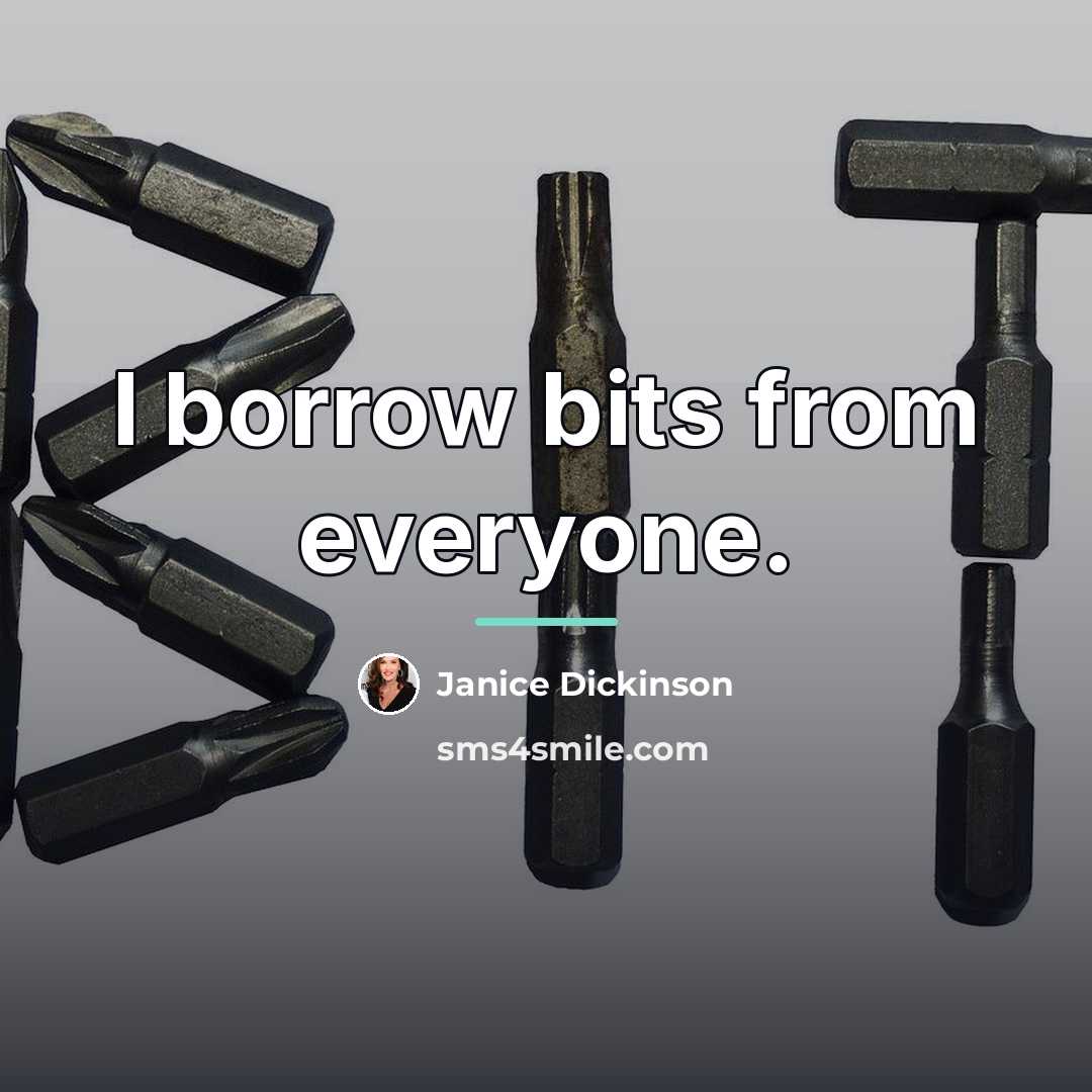 “I borrow bits from everyone.…” quote by Janice Dickinson