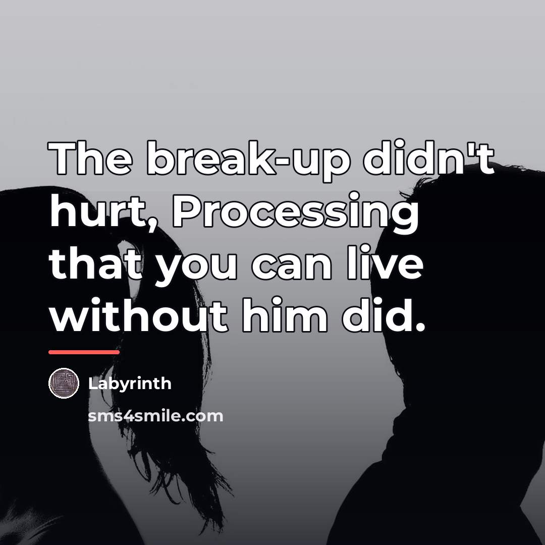 “The break-up didn't hurt, Processing that you can live without…” quote by Labyrinth