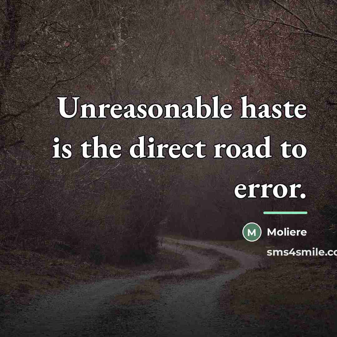 “Unreasonable haste is the direct road to error.…” quote by Moliere
