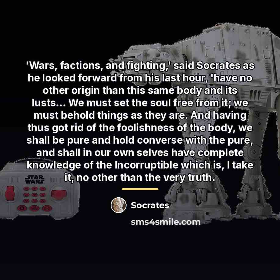 “'Wars, factions, and fighting,' said Socrates as he looked forward…” quote by Socrates